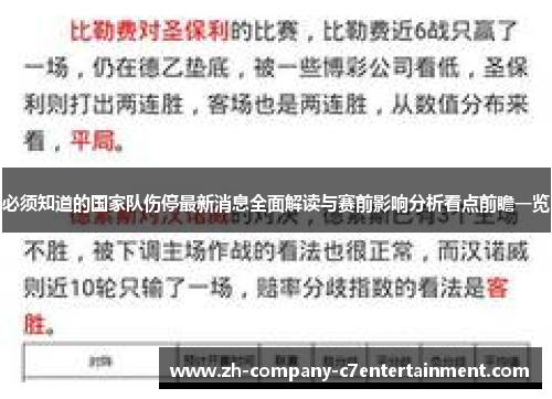 必须知道的国家队伤停最新消息全面解读与赛前影响分析看点前瞻一览