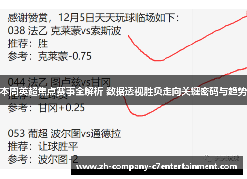 本周英超焦点赛事全解析 数据透视胜负走向关键密码与趋势